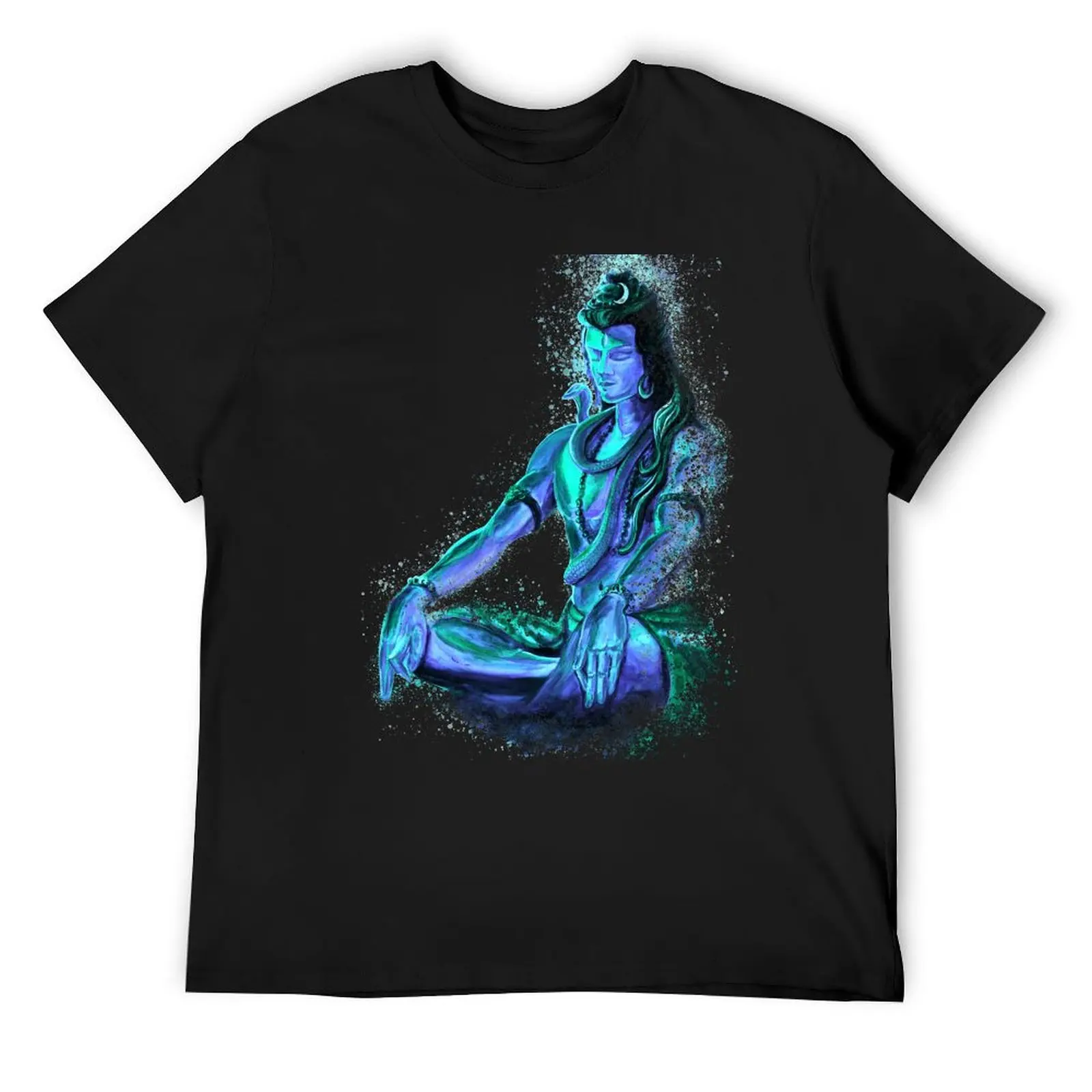 Maha Shiva Eternal Meditation -Vibrant Blue T-Shirt quick drying for a boy man t shirt vintage anime shirt mens designer clothes