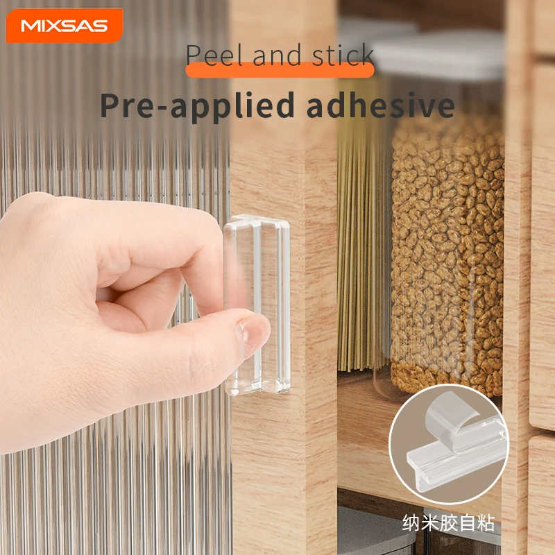 MIXSAS 추천 창문 캐비닛 서랍 T 핸들 투명 실리콘 손잡이 자가 접착 슬라이딩 도어 손잡이, 가구 장식