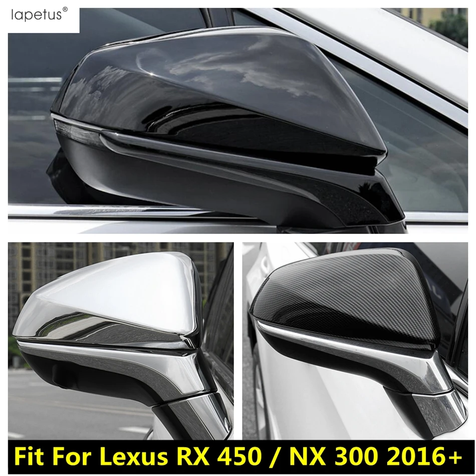 Side Rearview Mirror Cap Decor Cover Trim For Lexus RX 450 / NX 300 2016-2021 ABS Chrome Carbon Fiber Black Accessories Exterior