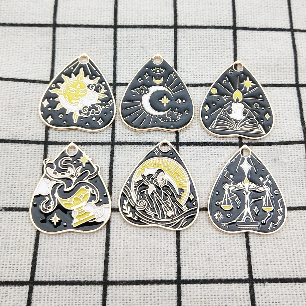 10pcs Tarot Sun Moon Witch Jewelry Charms Diy Making Accessories Earring Keychain Bracelet Pendant Alloy Metal Gold Plated