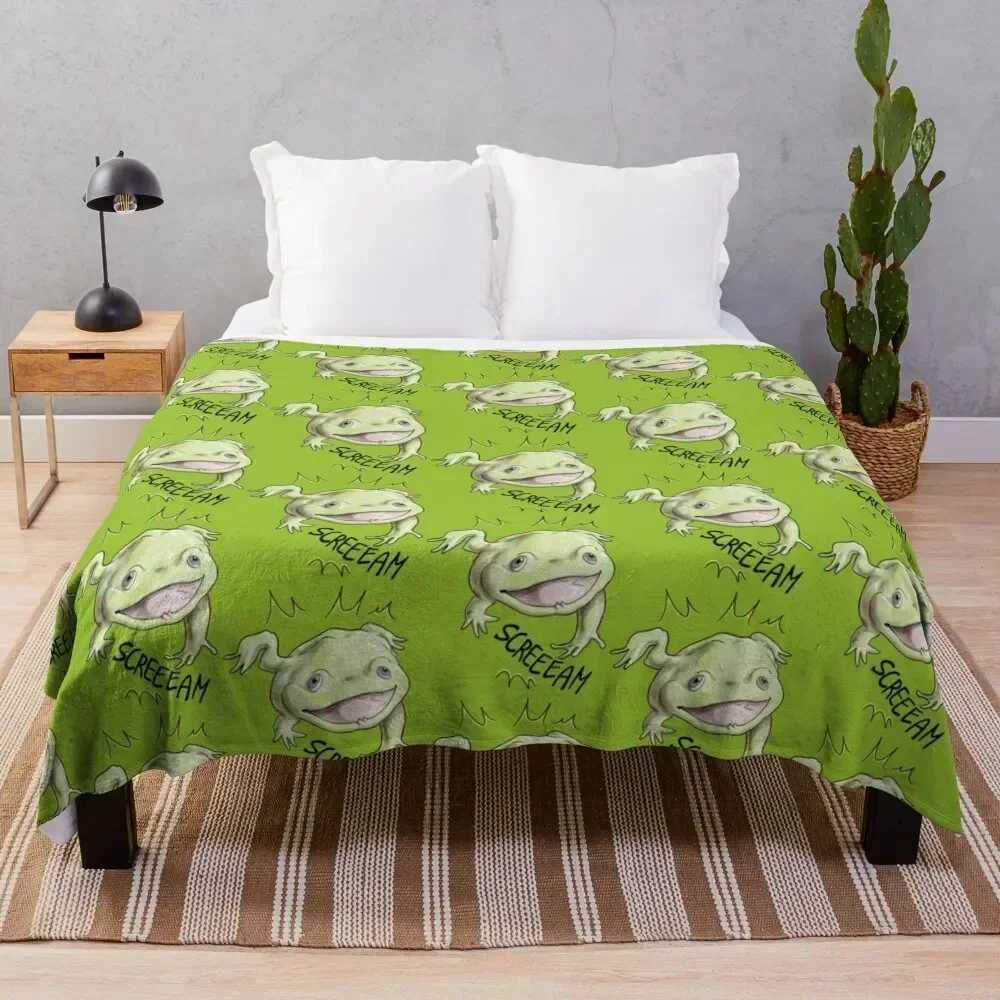 

Screaming Budgett's frog Throw Blanket Retros anime For Baby Blankets