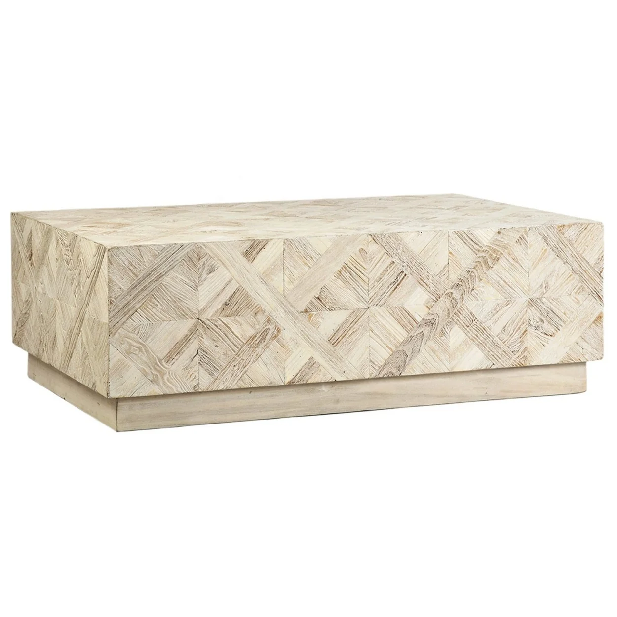 

# Minimalist Tea Table Living Room Recycled Wooden Rectangle Geometric Coffee Table