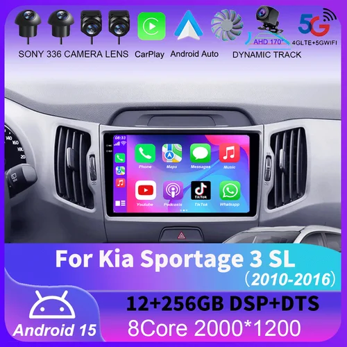 Para Kia Sportage 3 SL 2010 - 2016 Android 15 Carplay Auto 4G + WIFI GPS Radio de coche navegación reproductor de vídeo Multimedia estéreo BT
