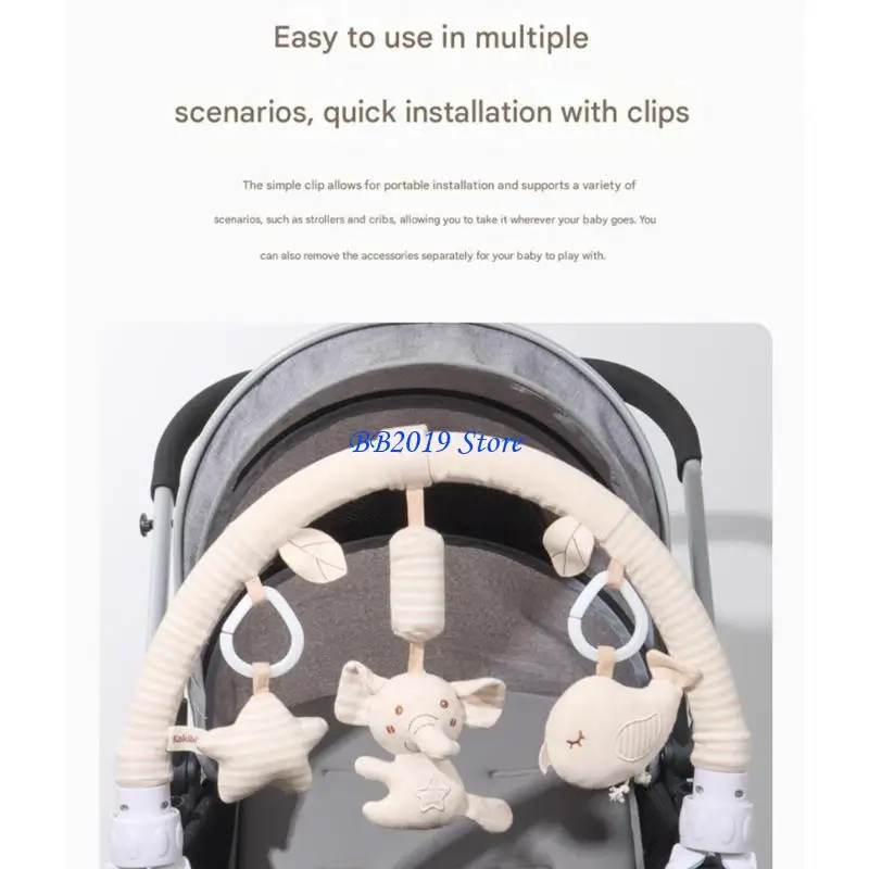 Q0KB Infant Developmental Hanging Plush Toy Secure Stroller Clip Design Washable Materials