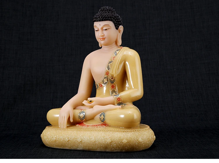 30CM LARGE- Buddhist high-grade Sakyamuni Buddha jade gilding carving Sculpture statue Home SHOP TOP efficacious Talisman Mascot