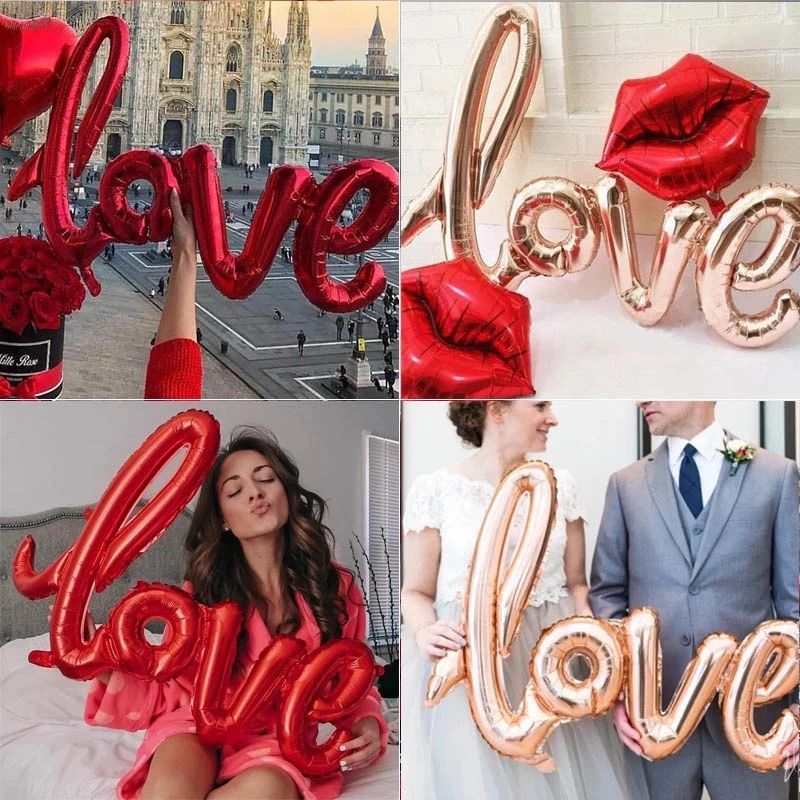 Link Love Bear Red Heart Foil Balloons Wedding Anniversary Decorations Valentine's Days Gifts Air Globos Supplies Helium Balls