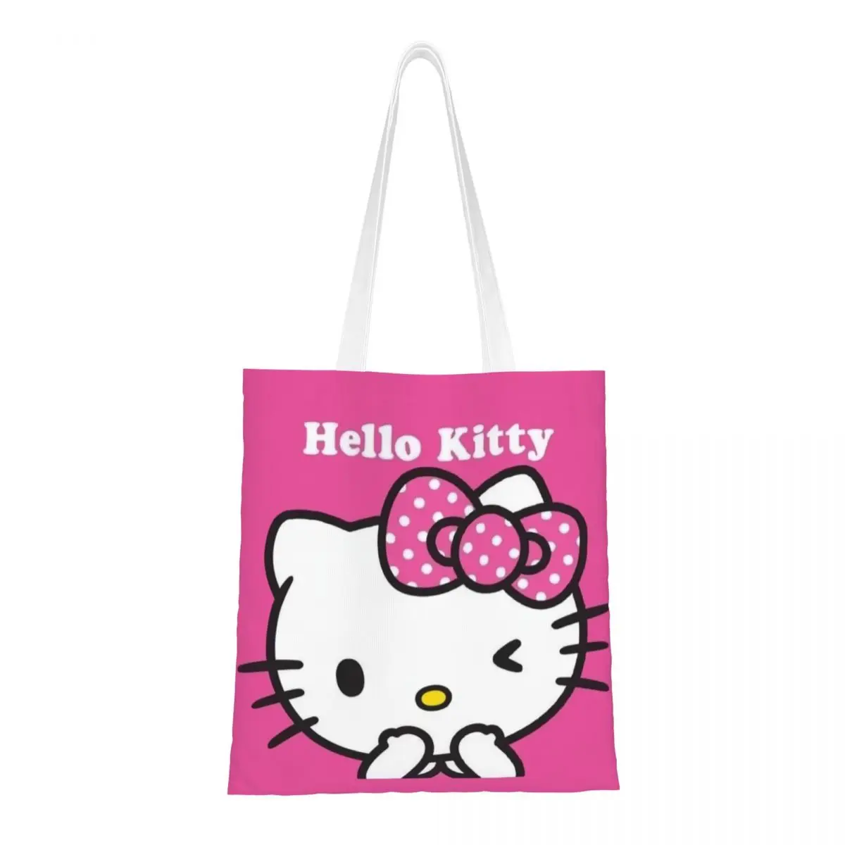 Niestandardowe zabawne drukowanie animowane Anime Hello Kitty torba na zakupy przenośna płócienna torebka na ramię