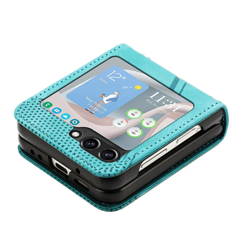 Lanyard Cards Solt Leather Wallet Case For Samsung Galaxy Z Flip 6 5 4 3 5G Flip5 Flip6 Purse Bag Crossbody Strap Pocket Cover