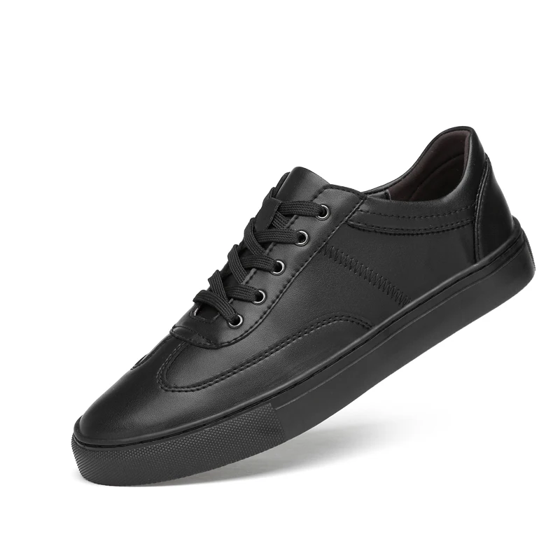 

Men Casual Sports Sneakers Black White Men Lace-up Lightweight Comfortable Driving Travel Leather Shoes Size 38-48 Men Shoes