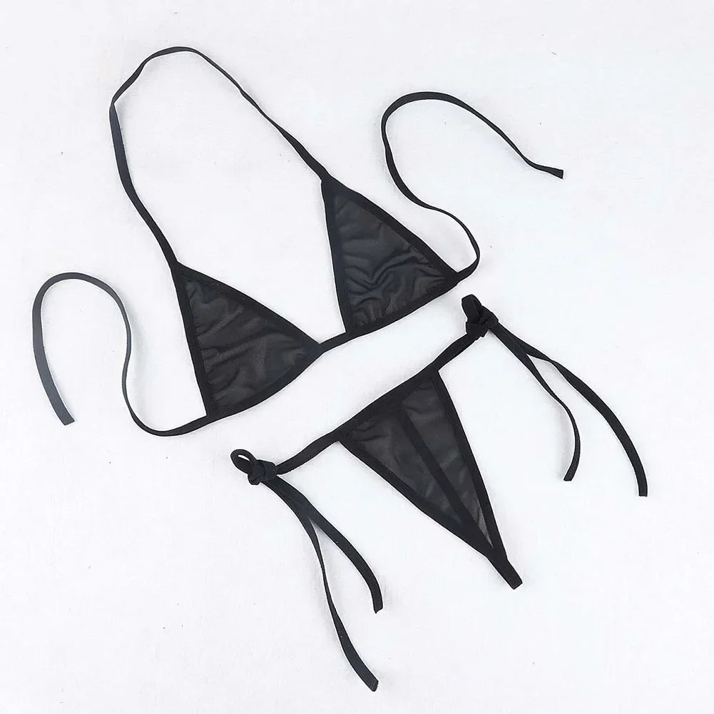 Womens Sexy Lingerie Bikini Swimwear Bra And Tie Side Thongs Set Solid Beachwear Fashion Swimsuit Bathing Suit