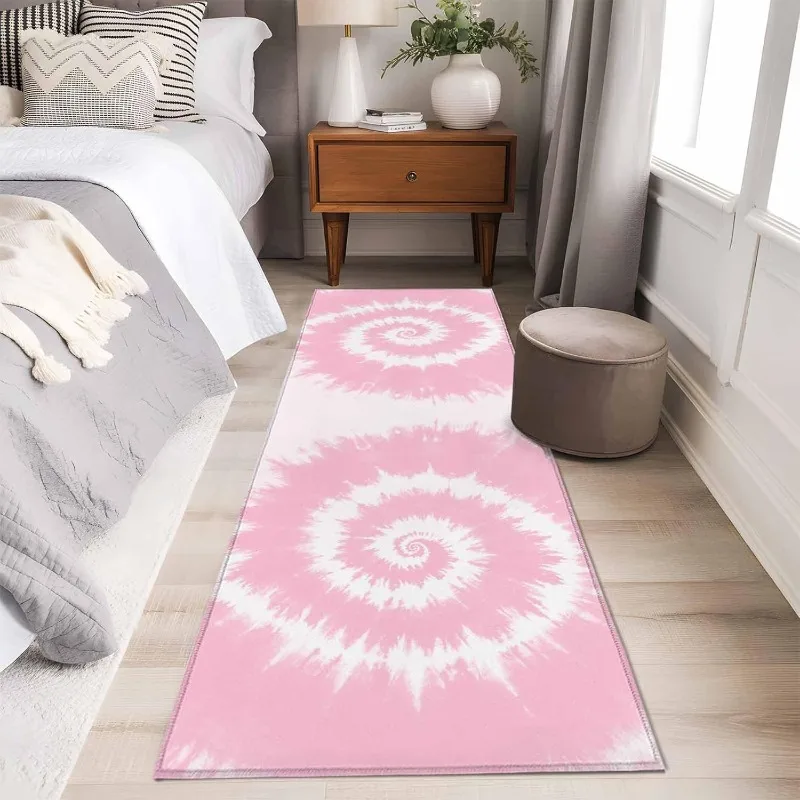 Colorful Tie-Dye Spiral Runner Rug Rainbow Stripe Indoor Home Carpet Modern Home Decorative Rug for Kitchen Bedroom Living Room