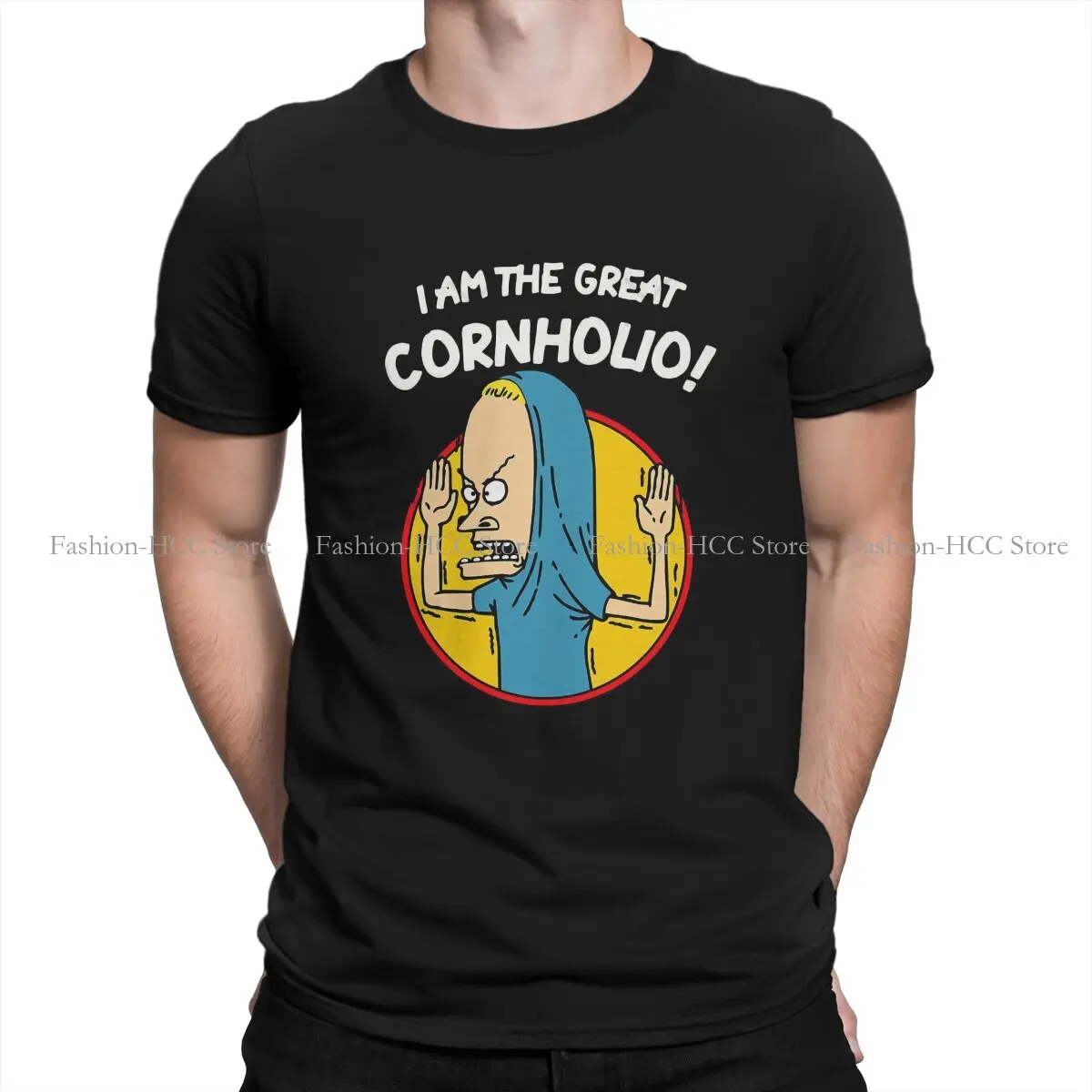 I Am the Great Cornholio 에센셜 라운드 칼라 티셔츠, 비비스 및 엉덩이 머리, 기본 폴리에스테르 티셔츠, 남성용 탑, 새로운 디자인