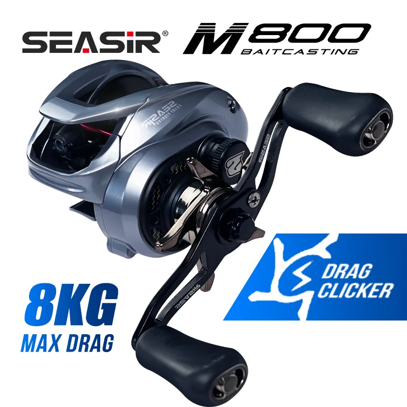 SEASIR M800 Baitcasting Reel 8KG Max Drag 5+1BB 7.1:1 High Speed Gear Ratio Fresh Saltwater Magnetic Brake System Fishing Coil