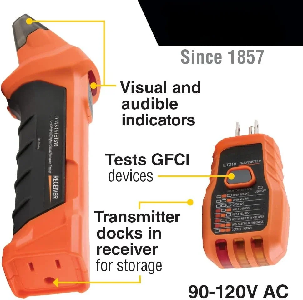 home.ET310 AC Circuit Breaker Finder, Electric Tester and Voltage Tester with Integrated GFCI Outlet Tester