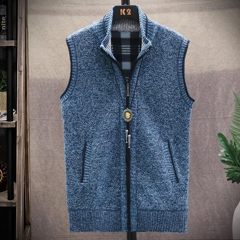 New Men's Autumn and Winter Fashion Pony Clip Plus Fleece Thickened Large Size Slim Jacket Zipper Cardigan Men's Sweater