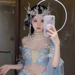 New Mermaid Headgear Antique Hair Crown Super Fairy Tassel Hanfu Headgear Sweet Fairy
