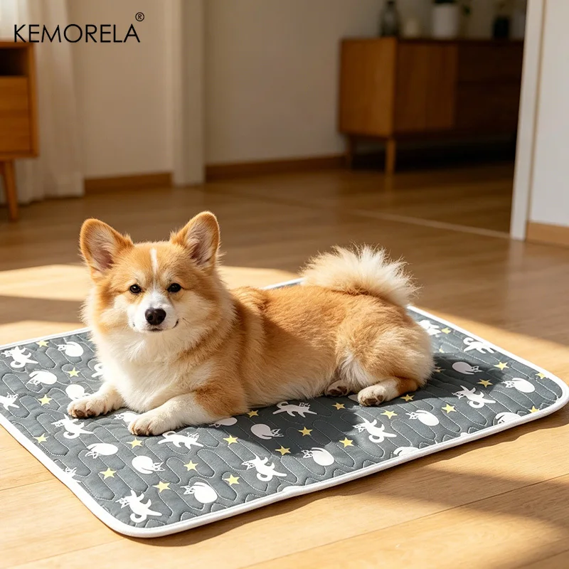Sommer-Eisseide Haustier-Kühlmatte Wasserdichte Hunde- und Katzen-Schlafunterlage Rutschfeste Waschbare Sofaauflage Selbstkühlende Haustierbett-Accessoires – Detail 9