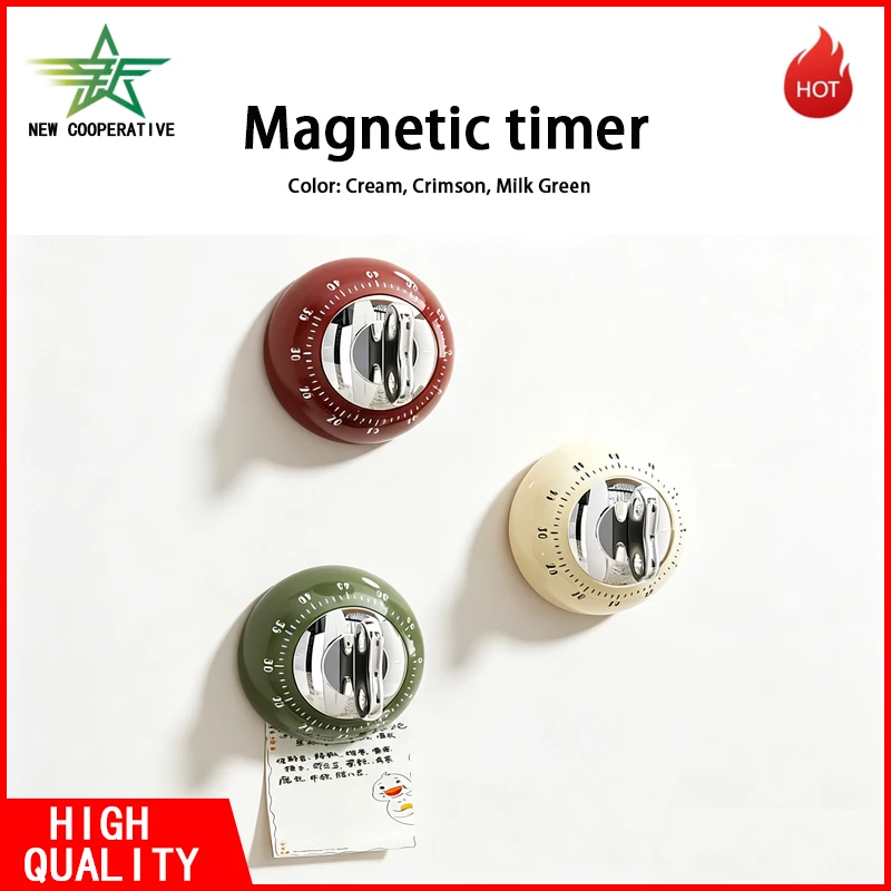 Retro Magnetic Mechanical Kitchen Timer No Battery Cooking Baking Time Reminder 3 Colors