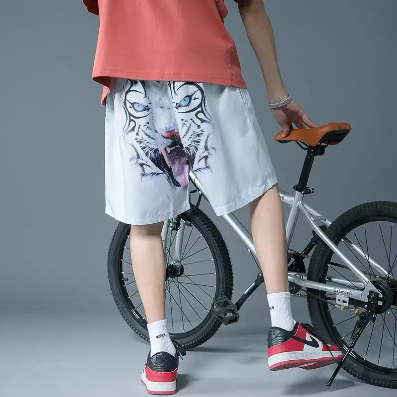 Men Beach Quick Dry Knee Length Shorts Funny Print Lovers Couple Wear Holiday Vacation Dance Singer Ins Ulzzang Korea Shorts