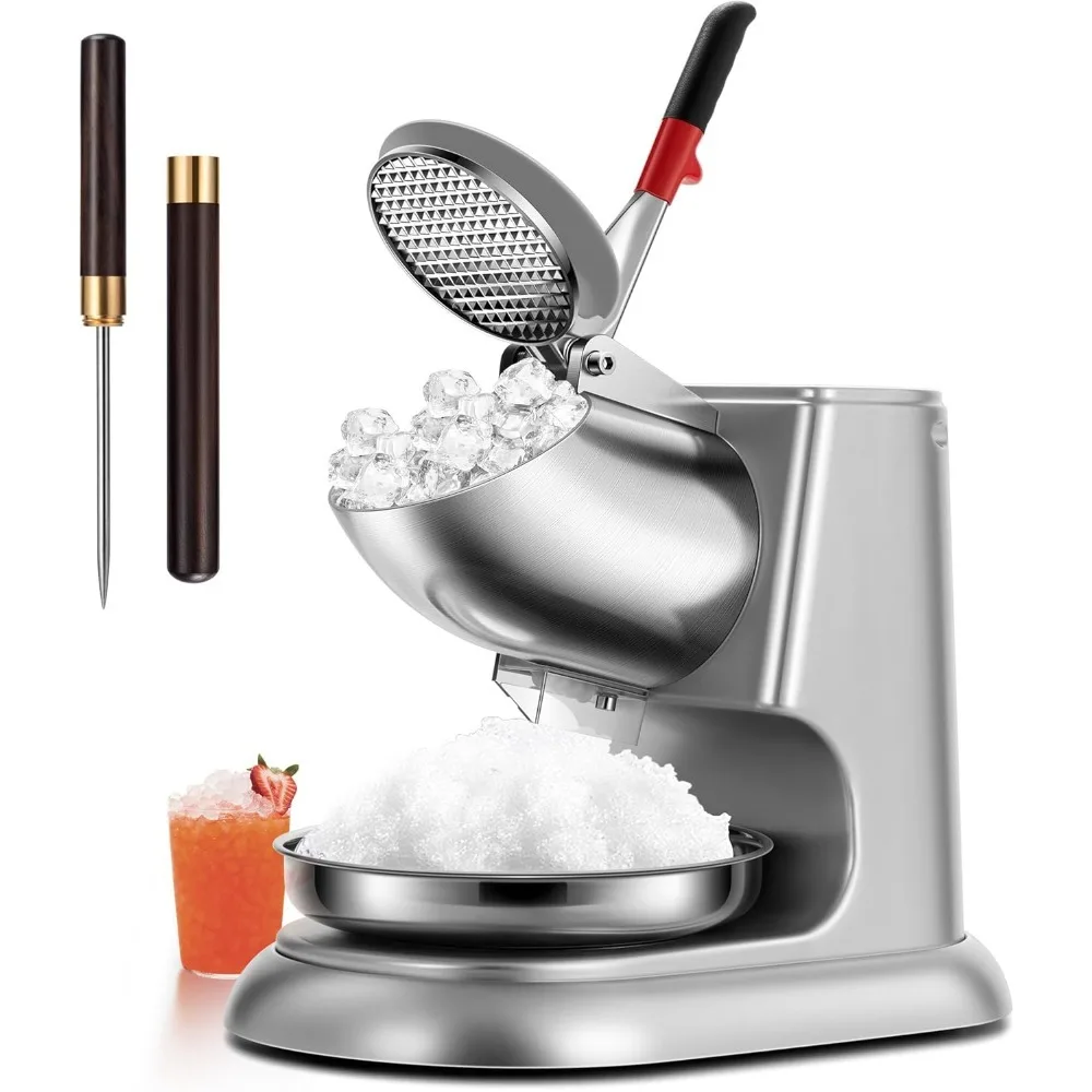 Slush Machine,11 Inch, 300W 2000 Rpm, Snow Cone Maker Machine Silver Electric With Ice Pick, Home Commercial Use, Slush Machine