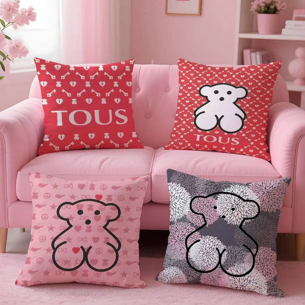 Funda de almohada Tous de marca de lujo, funda de almohada estampada con patrón para sala de estar, funda de cojín para sofá y decoración de dormitorio