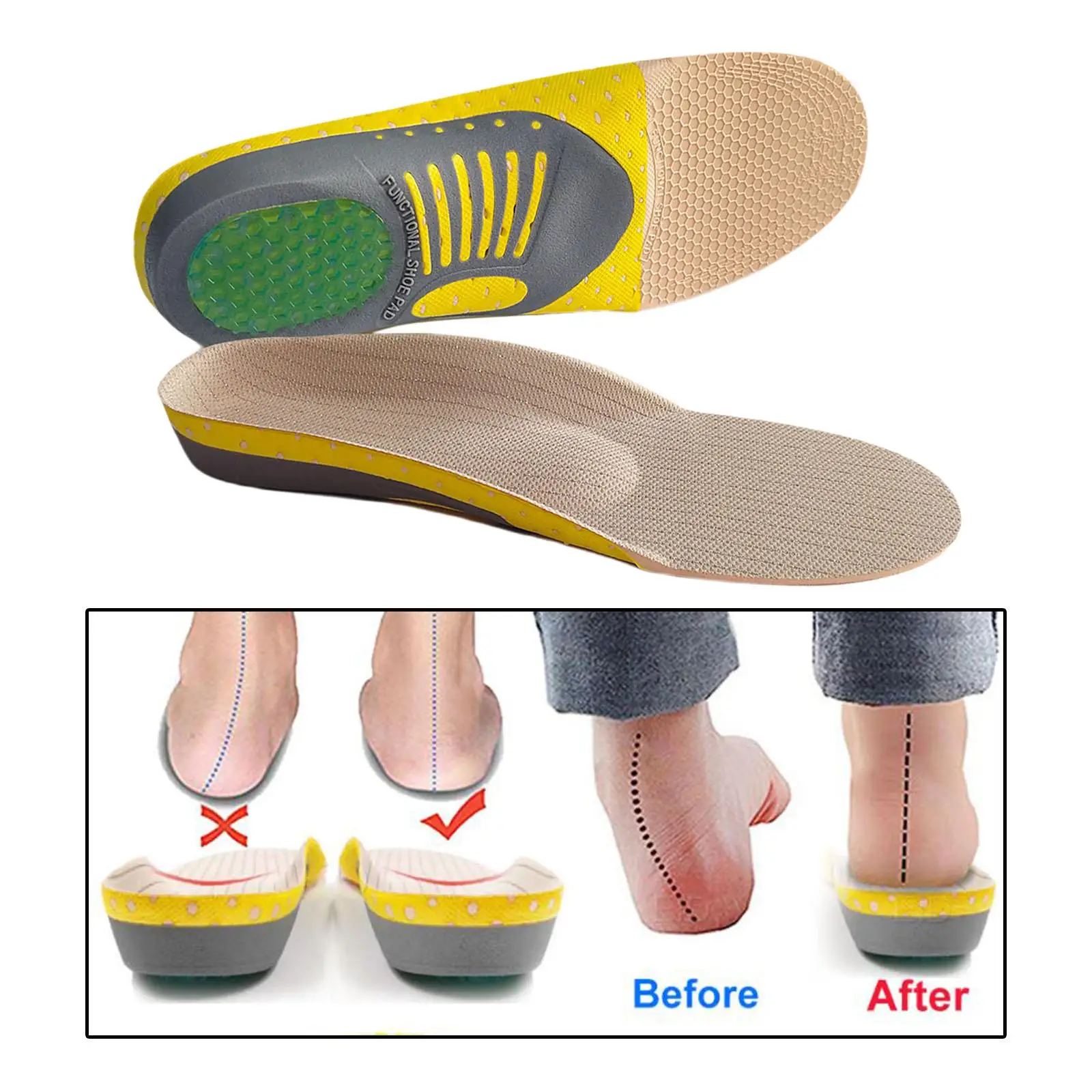 

Orthopedic Flat Foot Orthotic Gel Insoles Cushion Feet Care