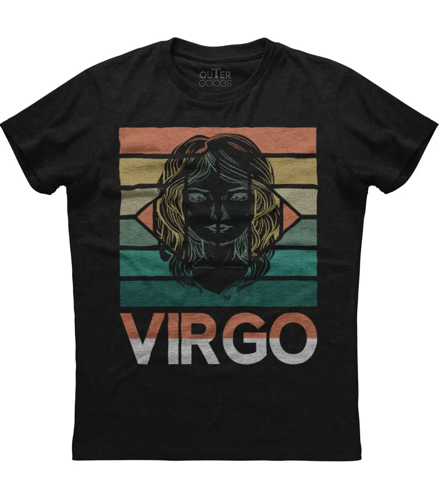 Virgo Zodiac Sign Vintage Design Mens Short Sleeve Cotton Black T-shirtHigh quality 100% cottonAnime Graphic T-shirts for Men Cl