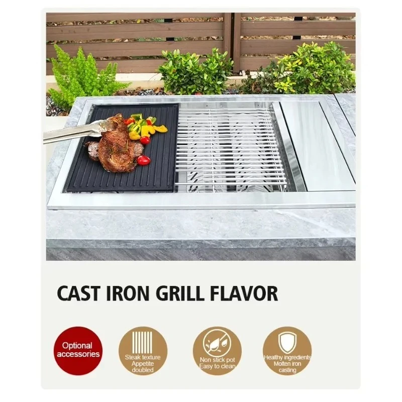 

Встраиваемый газовый гриль из нержавеющей стали 304, 5-конфорочный, с автоматическим поджигом, регулировкой нагрева, термозащитой ручки, для патио, вечеринок и приготовления пищи