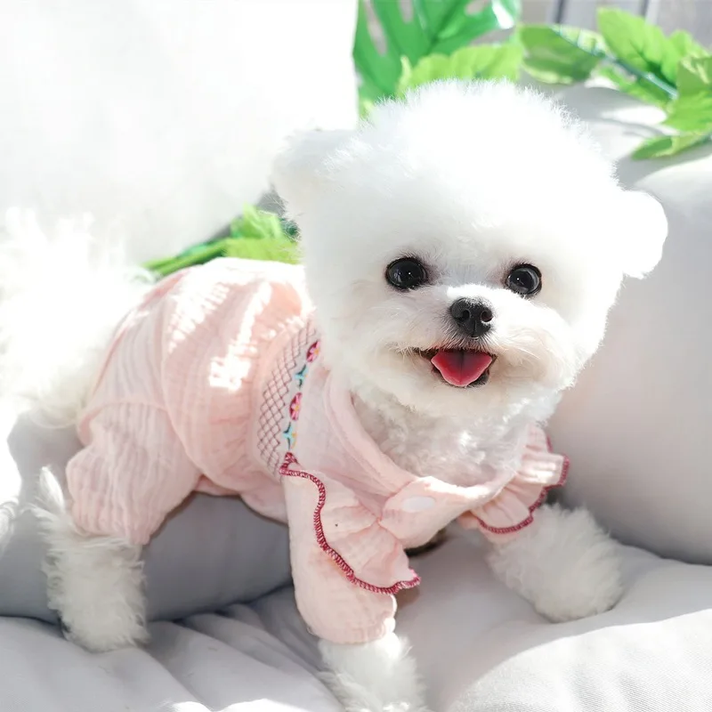 Puppy Teddy Clothes Autumn Thin Anti-falling Hair Belly Wrap Pet Winter Four-legged Clothes Small Dog Soft Pajamas