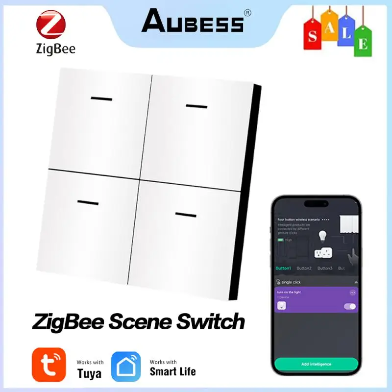 

Tuya Zigbee Smart Scene Switch Button 4 Gang Wireless Switch Push Button Controller App Smart Home Automation Scenario Switch