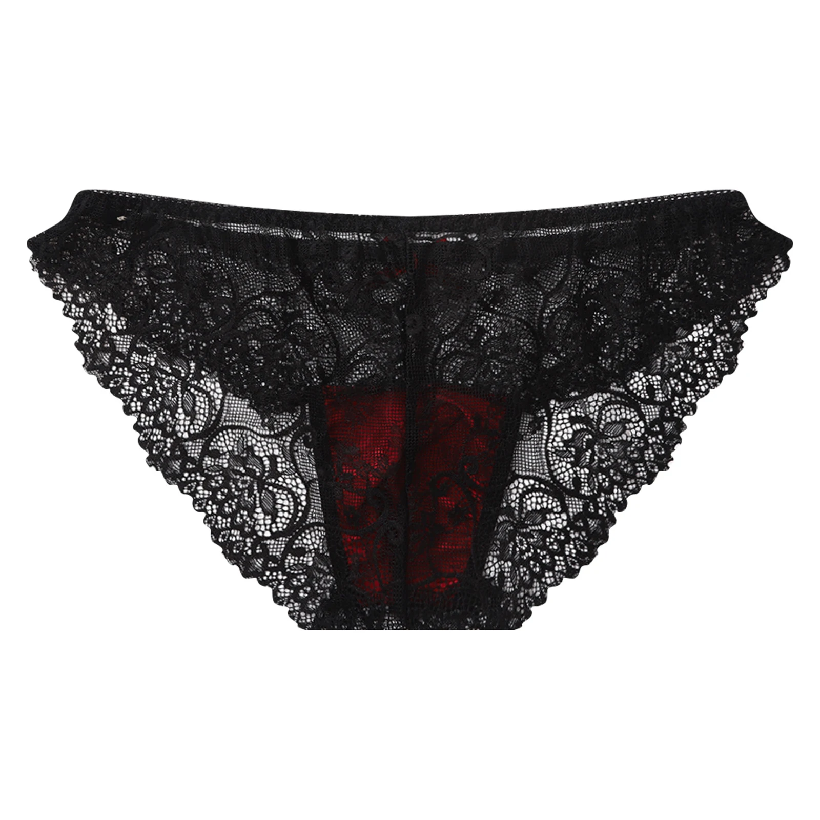 Men's Sissy Low Rise Briefs See Through Floral Lace Bow Satin Pouch Panties Underwear Fancy Lingerie for Nightclub Couple Games