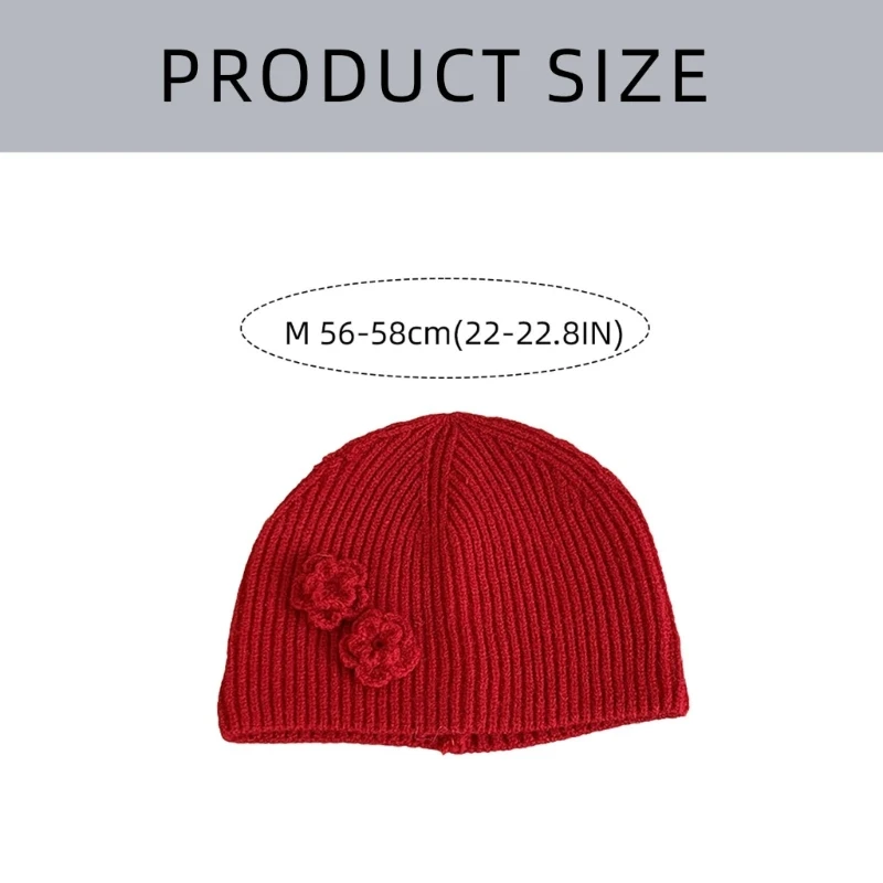 Knit Hats 3D Flower Knit for Women Hip Hop Hat Unique Cartoon Caps Props Skull Caps for Trendsetting