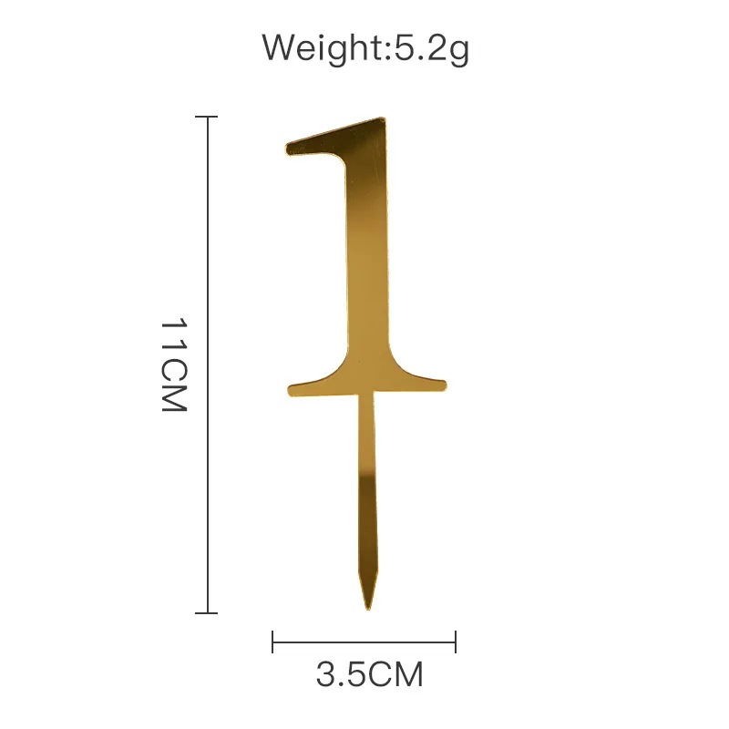 New 0-9 Number Happy Birthday Cake Topper Golden Acrylic Wedding Cake Topper Adorn For Kids Birthday Party Holiday Cake Supplies view 5
