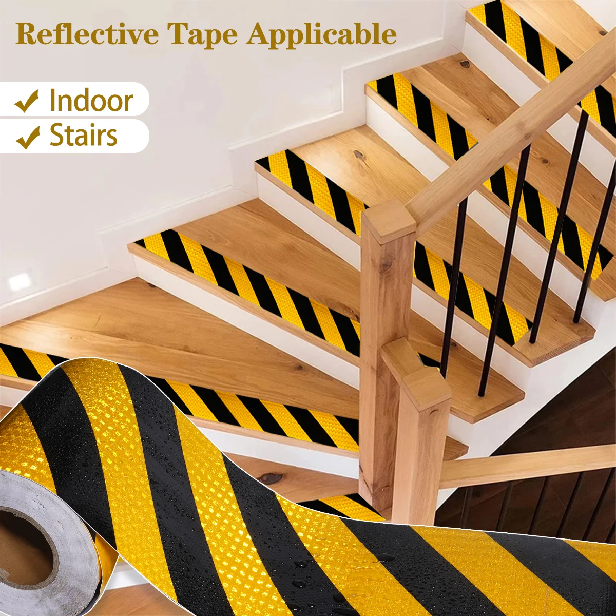 20cm Diagonal Reflective Safety Tape-High Visibility Waterproof Warning Sticker Suitable for Road Traffic Facilities/Vehicles