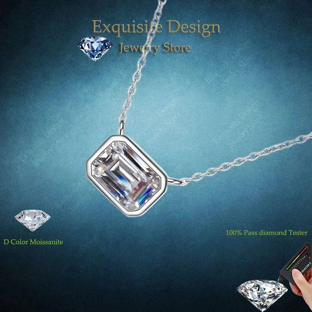 Exquisite Design PT950 Platinum Luxury Collarbone Chain, Sugar 1ct Moissanite Choker Pendant Women's Necklace Nice Jewelry Gift