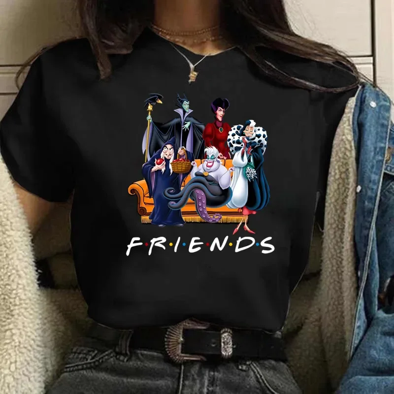 T-shirt de manga curta com disney impressão para as mulheres, harajuku 90s girl, streetwear tops