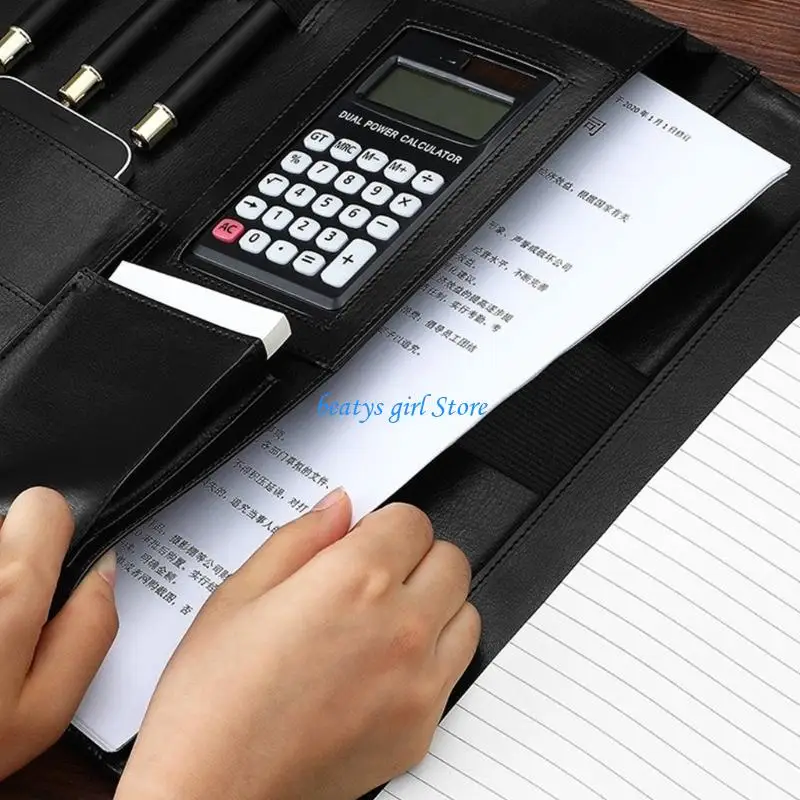 

C7AB Leather Budget Planner Organizers Binders Cover With Calculator And Clipboard