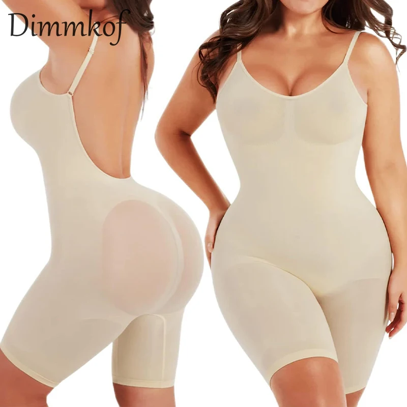 

Dimmkof Low Scoop Back Bodysuits Tummy Control Smooth Curves Shapewear Seamless Scrunch Butt Slimming Full Body Shaper Mid-Tight