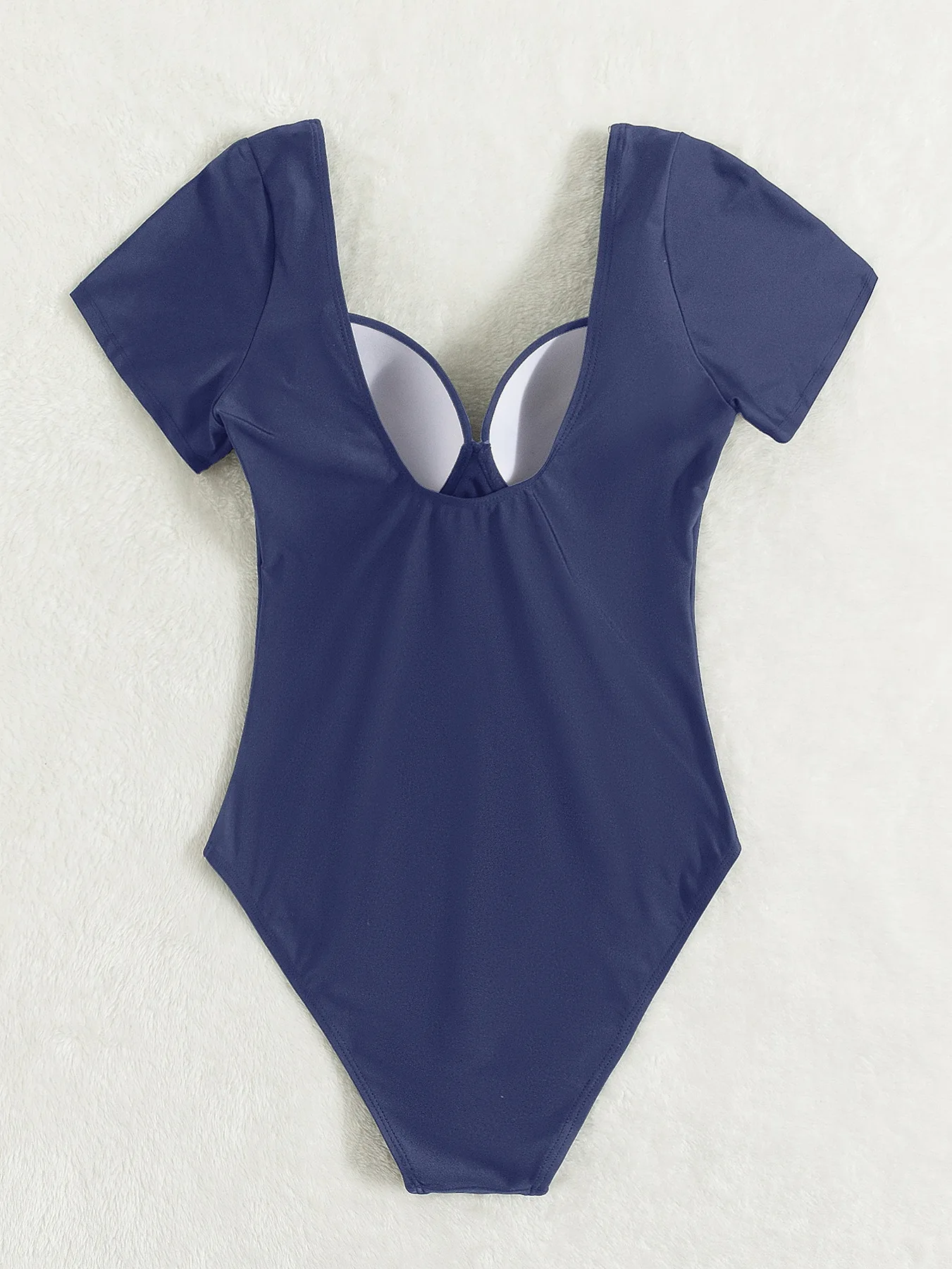 Women's Solid Color One-piece Swimsuit, Casual Comfy Breathable Swimwear for Beach Holiday Vacation, Ladies Swimsuit for All Sea
