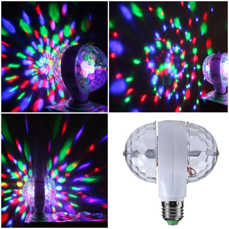 Led girando lâmpada de luz com cabeça dupla fase mágica lâmpada de discoteca rotativo duplo-headed festa luz do agregado familiar colorido efeito