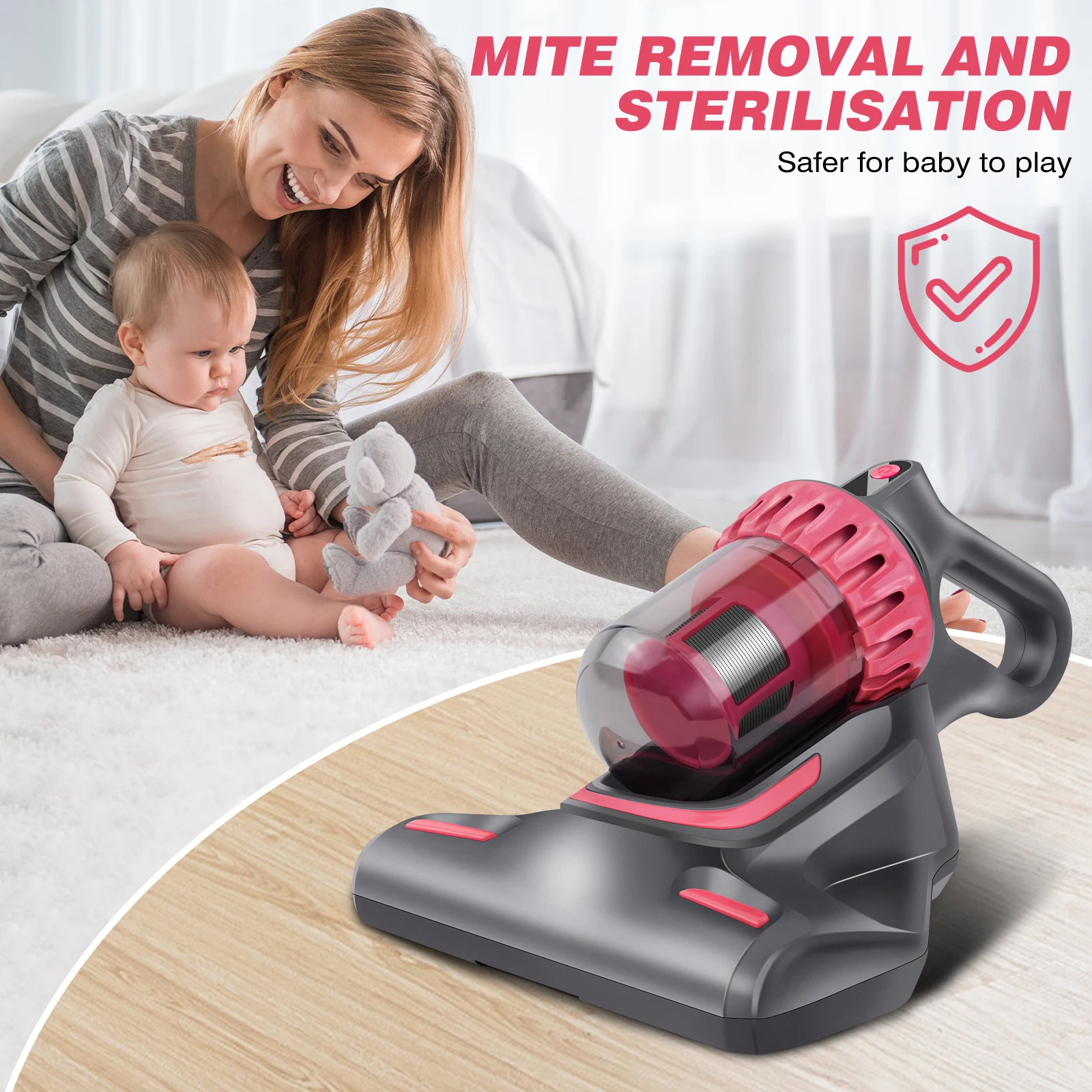 Mite Removal Mattress Vacuum Cleaner with UV Light Bugs Bed Mattress Cleaning Machine Vacuum Dust Mites Cleaner, HEPA Filter