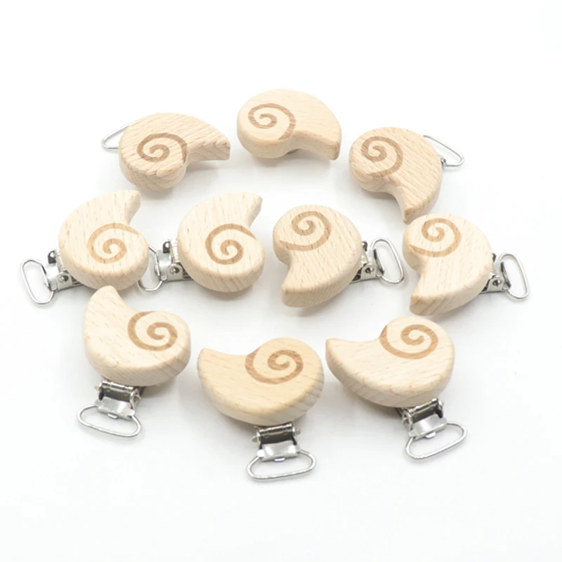 10Pcs/Lot Round Wooden Pacifier Clip Natural Beech Soother Accessories for Baby Handmade Teething Pacifier Chain Dummy Holder