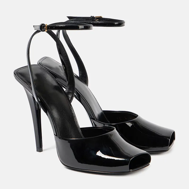 2025 Early Spring New Fish Mouth High Heels with One Piece Buckle and Open Toe Thin Heel Fashion Banquet Women's Sandals image 3