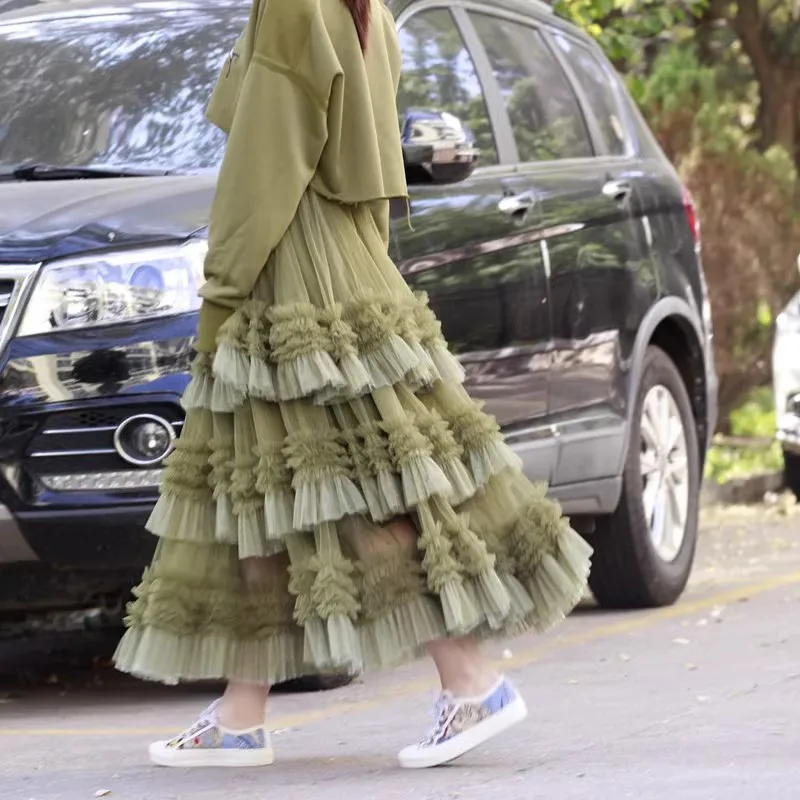 Vestido de gasa hinchada con cintura estirada, cintura alta, vestido de gasa plisado con bloques de color para mujer, estilo de longitud media