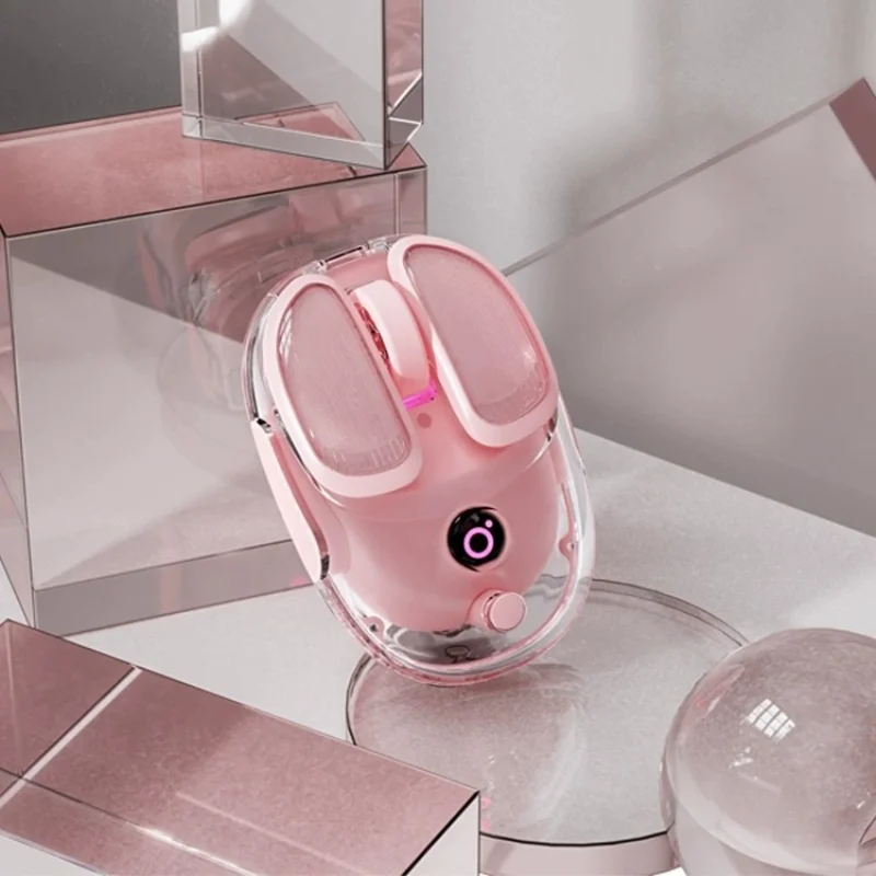 EWEADN Q9 Little Potato 2.4G Wireless Bluetooth Mouse Transparent Pink Cute High Appearance RGB Silent Mouse For Girl