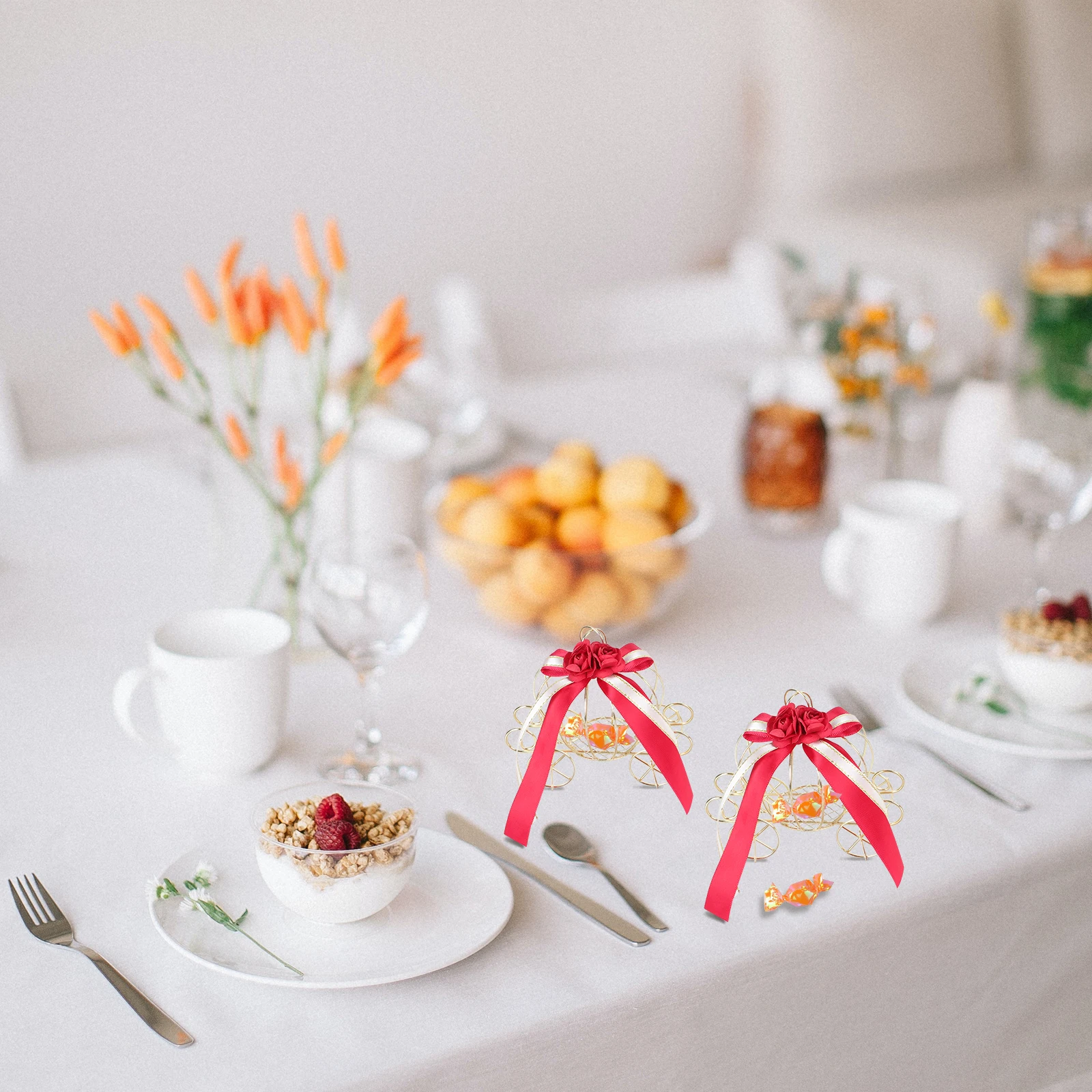 

2Pcs Iron Pumpkin Cart Candy Box Gold Metal Storage Case for Small Jewelry Cosmetics DIY Projects Metal Candy Box