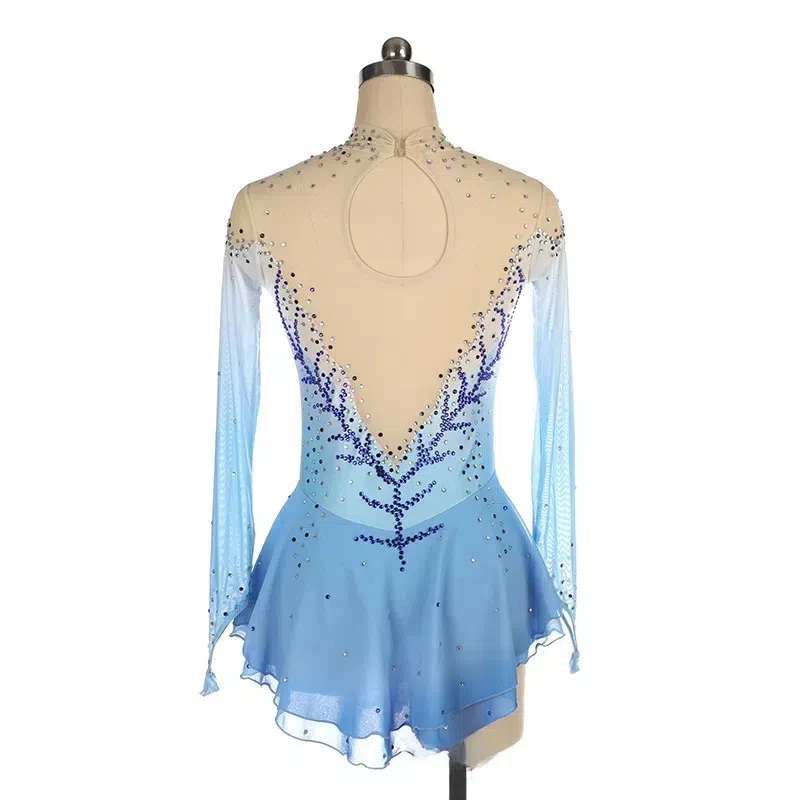 Customized Girls Figure Skating/Rhythmic Gymnastics/Spinning Costumes for Adult and Child Girls Skating Stage Costumes