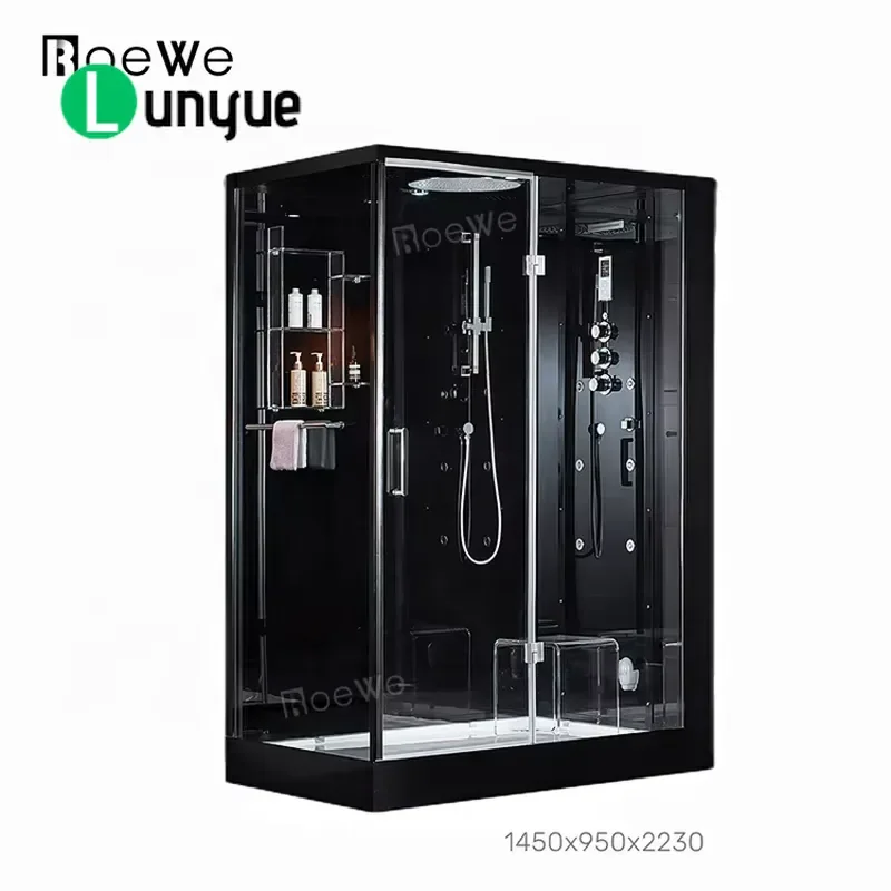 Modern Steam Shower Room Indoor Corner Combination Bathroom Sauna Cabin for Home Family Vacation Relaxation Spa Bath