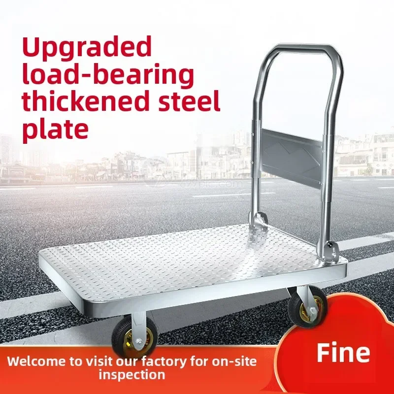 Multi-functional YIGE Trolley Flatbed Truck Moving Car Trailer Pulling Cargo Foldable Steel Plate Car Trolley