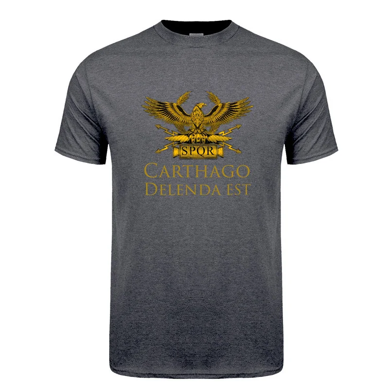 Carthago Delenda Est SPQR T Shirt Summer Men Cotton Short Sleeve Ancient Roman History Tshirts Man Tee Tops DY-016